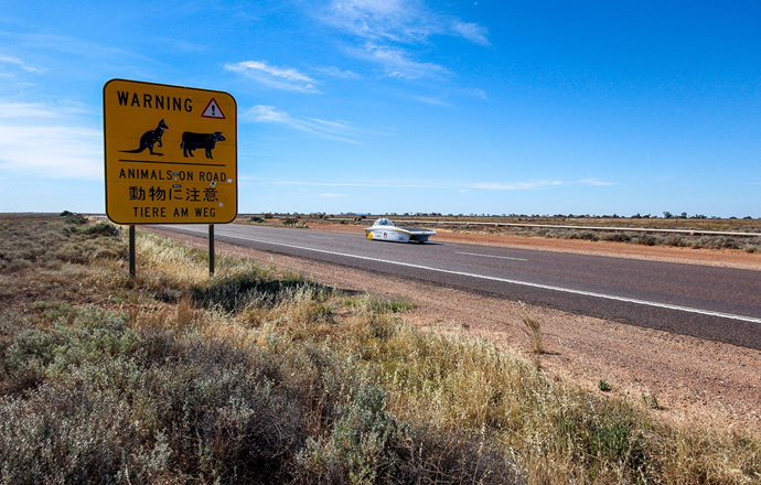 Travelling australia with a solar car and item